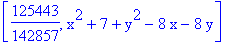 [125443/142857, x^2+7+y^2-8*x-8*y]